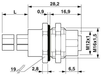 Встраиваемые разъемы-SACC-DSI-M12FSK4PE-M16/0,2-1,5