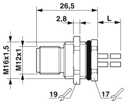 Встраиваемые разъемы-SACC-DSI-M12MSS-3P-M16/0,5 PE