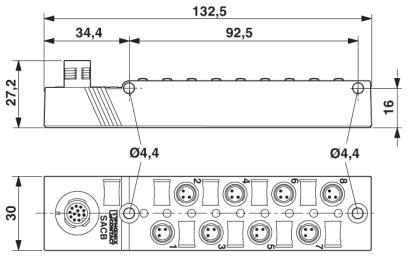 Коробка датчика и исполнительного элемента-SACB-8/3-L-M12-M8