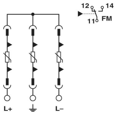 Молниеотвод / разрядник для защиты от импульсных перенапряжений типа 1/2-VAL-MS-T1/T2 1000DC-PV/2+V-FM
