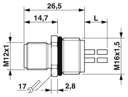Встраиваемые разъемы-SACC-E-M12MSS-3P-M16/0,5 PE