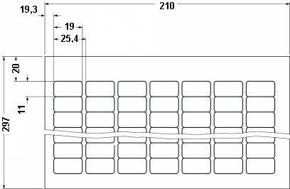 Этикетки в листах DIN-A4-BMKL 19X11 YE