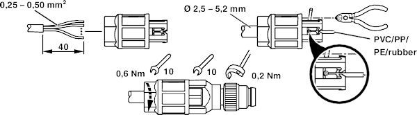 Соединитель для датчика/исполнительного устройства-SACC-M 8MS-4QO-0,5-M