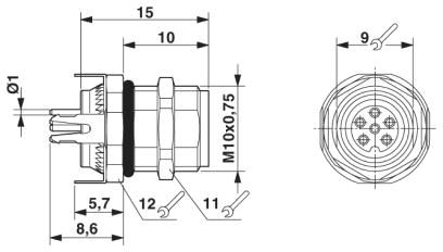 Встраиваемые разъемы-SACC-DSI-M8FS-6CON-M10-L180 SH