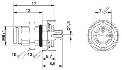 Встраиваемые разъемы-SACC-DSI-M 8MS-3CON-L180 SH