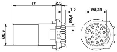 Встраиваемые разъемы-SACC-CI-M12FS-17CON-L180 THRSH