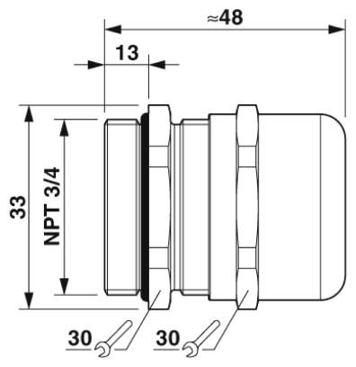 Кабельный ввод-G-INS-NPT3/4-M68L-NNES-S