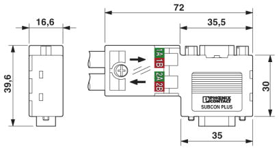 Шинный штекер D-SUB-SUBCON-PLUS-PROFIB/90/PG/SC