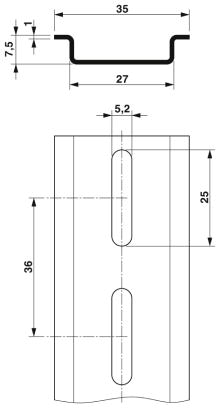 DIN-рейка, с перфорацией-NS 35/7,5 WHPERF(5,2X25)2000MM