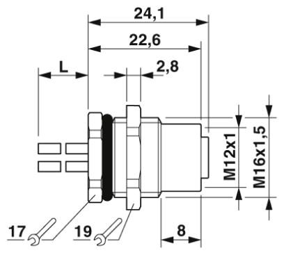 Встраиваемые разъемы-SACC-DSI-M12FSS-3P-M16/0,5 PE