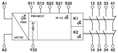 Реле безопасности-PSR-MC37-3NO-1NC-24DC-SP