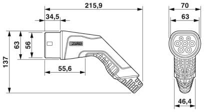 Зарядный кабель AC-EV-T2G3PC-1AC20A-5,0M2,5ESBK01