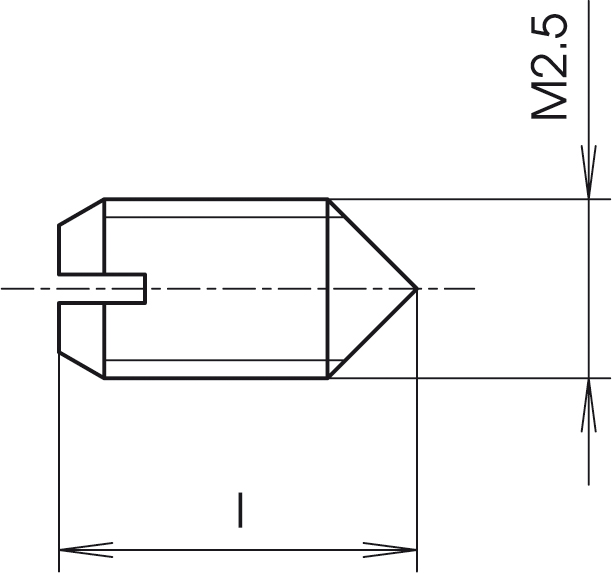 Установочный винт M2,5 x 5 / M2,5 x 8, для позиционирования и заземления GS