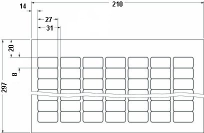 Этикетки в листах DIN-A4-BMKL 27X 8 SR