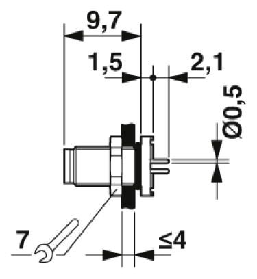 Встраиваемые разъемы-SACC-DSI-M5MS-3CON-L180