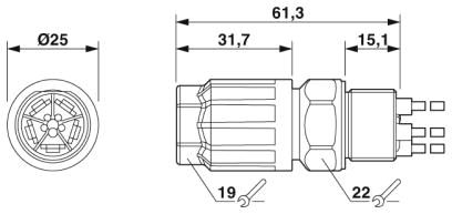 Проходная деталь-QPD W 3PE1,5 8-13 M20 0,5 BK