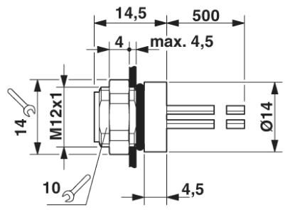Встраиваемые разъемы-SACC-DSI-M 8FS-4CON-M12/0,5
