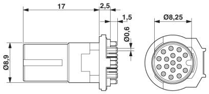 Встраиваемые разъемы-SACC-CI-M12FS-17CON-L180 THR