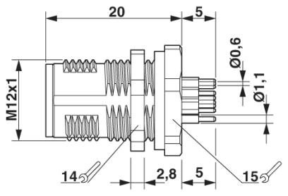 Встраиваемые разъемы-SACC-DSI-MS-12CON-M12 SCO