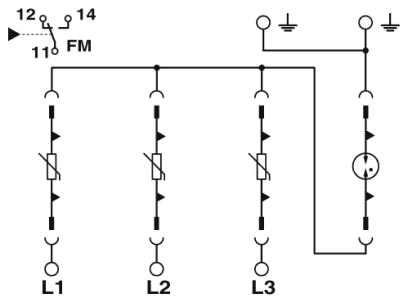Устройство защиты от перенапряжений, тип 2-VAL-MS 400/3+0/VF-FM/32