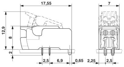 Клеммные блоки для печатного монтажа-PTQ 0,3/ 2-2,5-L THR R32