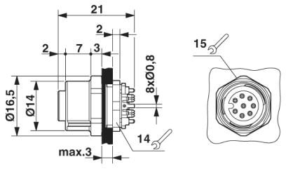 Встраиваемые разъемы-SACC-DSIV-FS-8CON-L180-THR SH