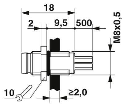 Встраиваемые разъемы-SACC-E-M 8MS-6CON-M 8/0,5