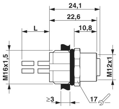 Встраиваемые разъемы-SACC-E-M12FST-4CON-M16/0,5