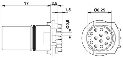 Встраиваемые разъемы-SACC-CI-M12FS-12CON-L180 THRSH