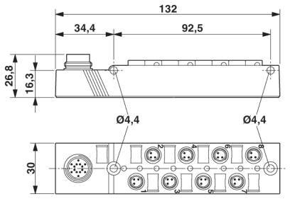 Коробка датчика и исполнительного элемента-SACB-8/3-L-M16-M8