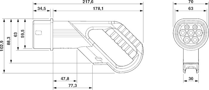Зарядный кабель AC-EV-T2M3C-1AC20A-3,0M2,5ESBK00