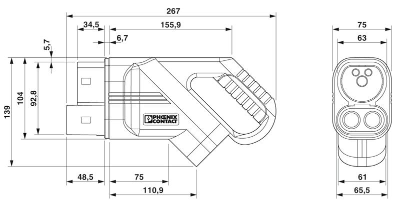Зарядный кабель DC-EV-T2M4CC-DC125A-15M50ESBK00