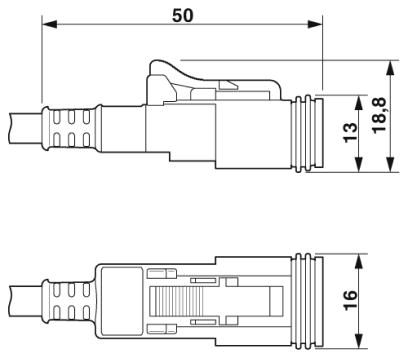 Кабель для датчика / исполнительного элемента-SAC-2P-DTMS/ 3,0-PUR/DTFS