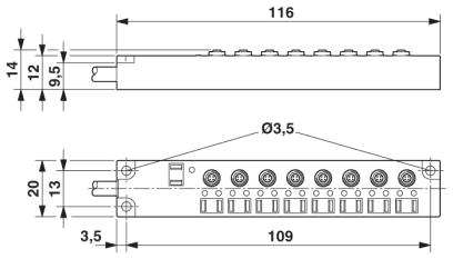 Коробка датчика и исполнительного элемента-SACB-8/ 3-L-10,0PUR M5