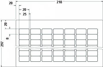 Этикетки в листах DIN-A4-BMKL 20X 8 WH