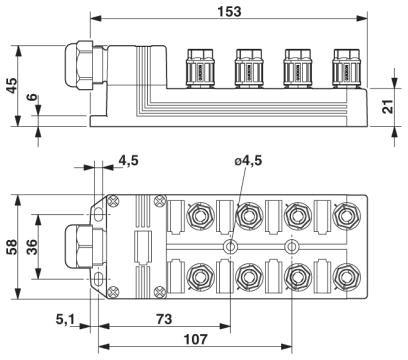Коробка датчика и исполнительного элемента-SACB-8/3-C QO-0,34