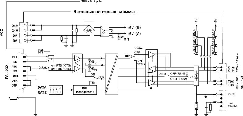 Преобразователь интерфейсов-PSM-ME-RS232/RS485-P