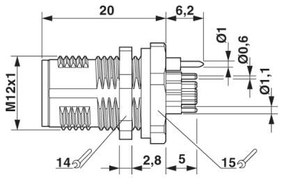 Встраиваемые разъемы-SACC-DSI-MS-12CON-M12 SCO SH