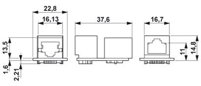 Монтажные рамы-VS-PPC-F1-RJ45-POBK-1RF-BU/BU
