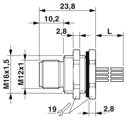 Встраиваемые разъемы-SACC-DSI-M12MS-8P-M16XL/0,5