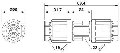 Кабельный соединитель-QPD C 3PE1,5 2X8-13 BK