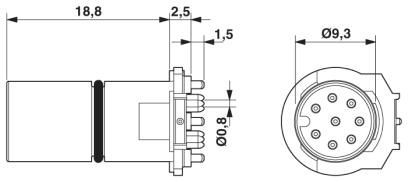 Встраиваемые разъемы-SACC-CI-M12MS-8CON-TOR 32