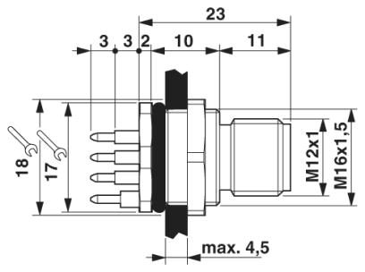 Встраиваемые разъемы-SACC-DSI-MS-5CON-L180/SH BU