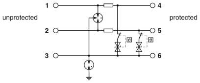Устройство защиты от перенапряжений-TTC-6P-2X1-F-48DC-PT-I