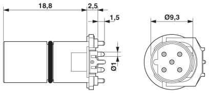 Встраиваемые разъемы-SACC-CI-M12MSB-5CON-L180 THR