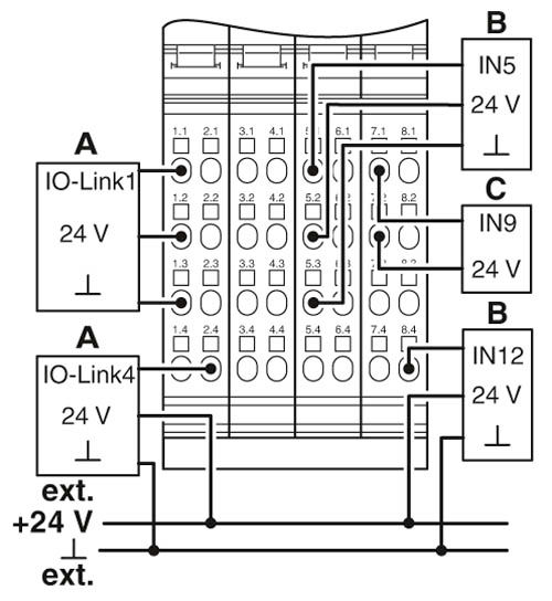 Функциональные клеммные модули Inline-IB IL 24 IOL 4 DI 12-PAC