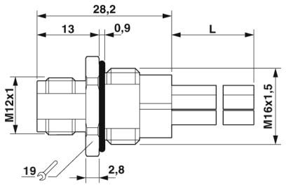 Встраиваемые разъемы-SACC-E-M12MSL-4FE-M16XL/0,2