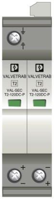Разрядник для защиты от импульсных перенапряжений, тип 2-VAL-SEC-T2-2+0-120DC-FM