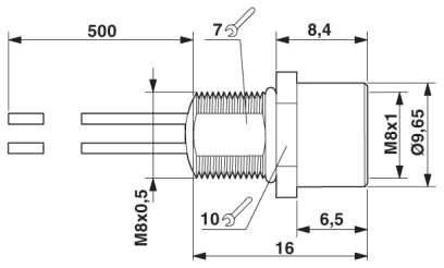 Встраиваемые разъемы-SACC-E-M 8FS-5CON-M 8/0,5 DN