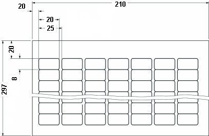 Этикетки в листах DIN-A4-BMKL 20X 8 YE
